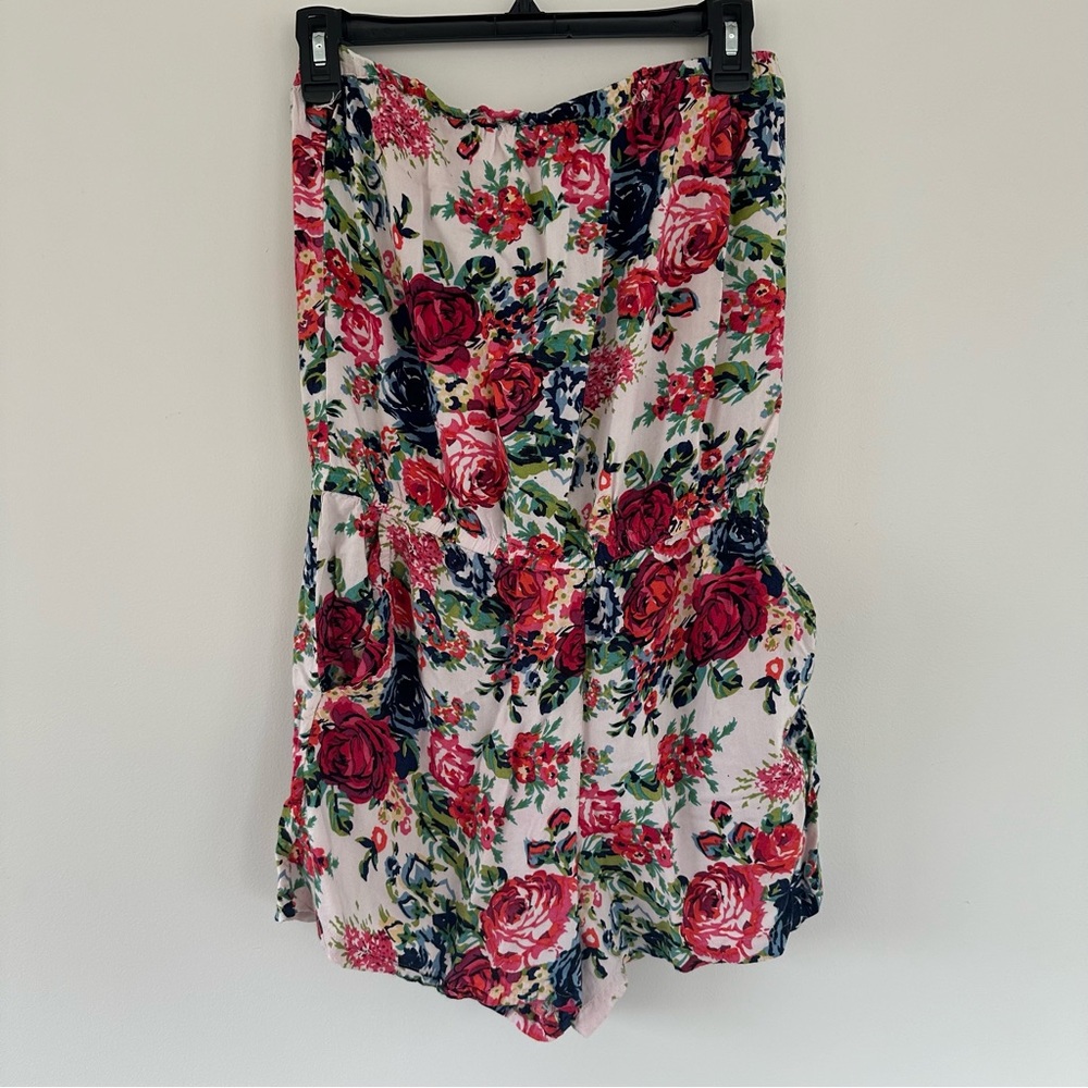 Angie Strapless Floral Short Romper Size Large